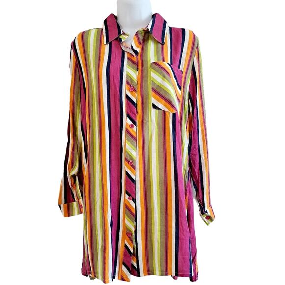 Velzera Striped Button Up Tunic - Picture 1 of 9